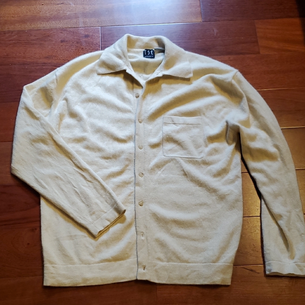 Cream Lightweight Shirt Jacket with Stand-Up Collar